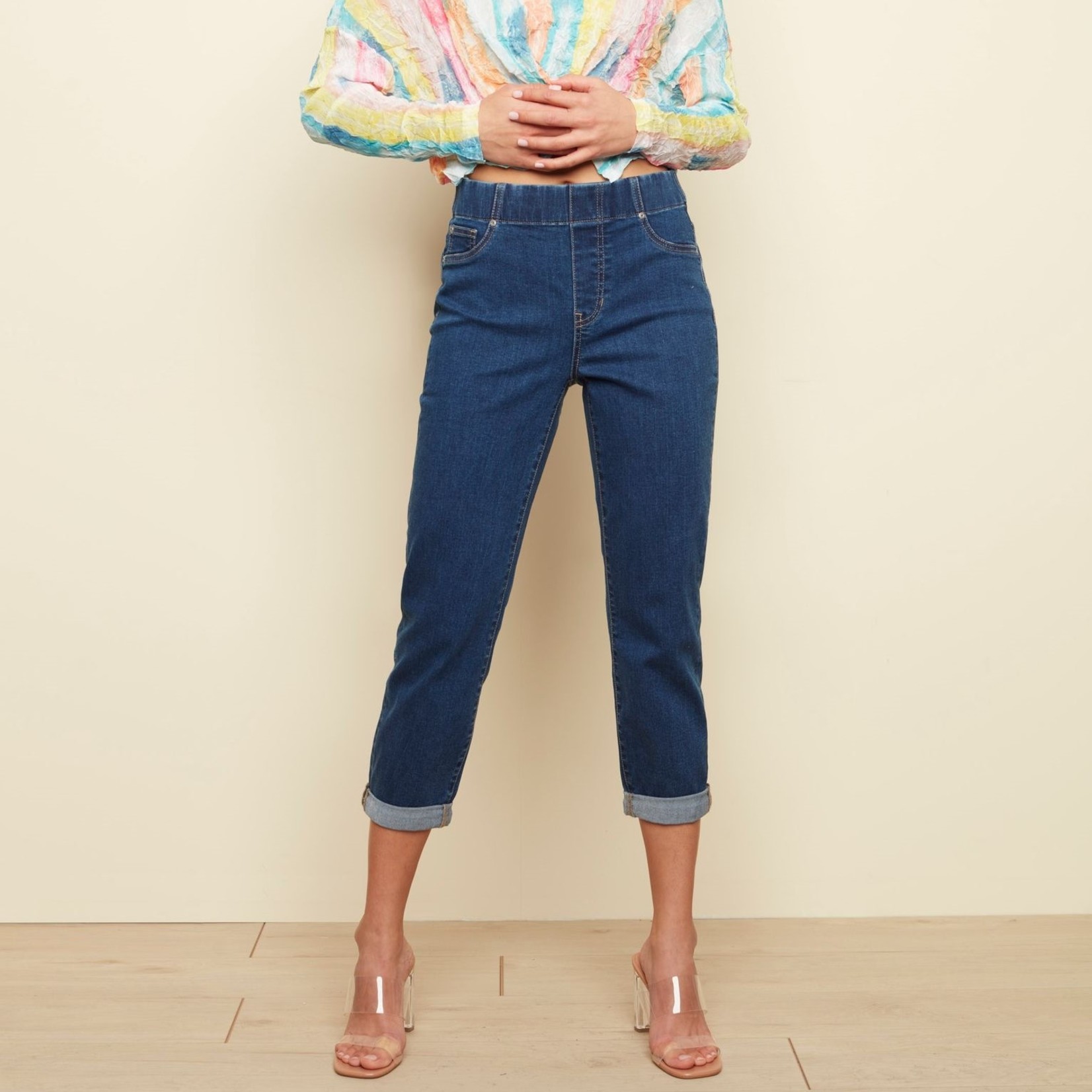 Cropped Pull-On Jean with Cuff | Avenue 