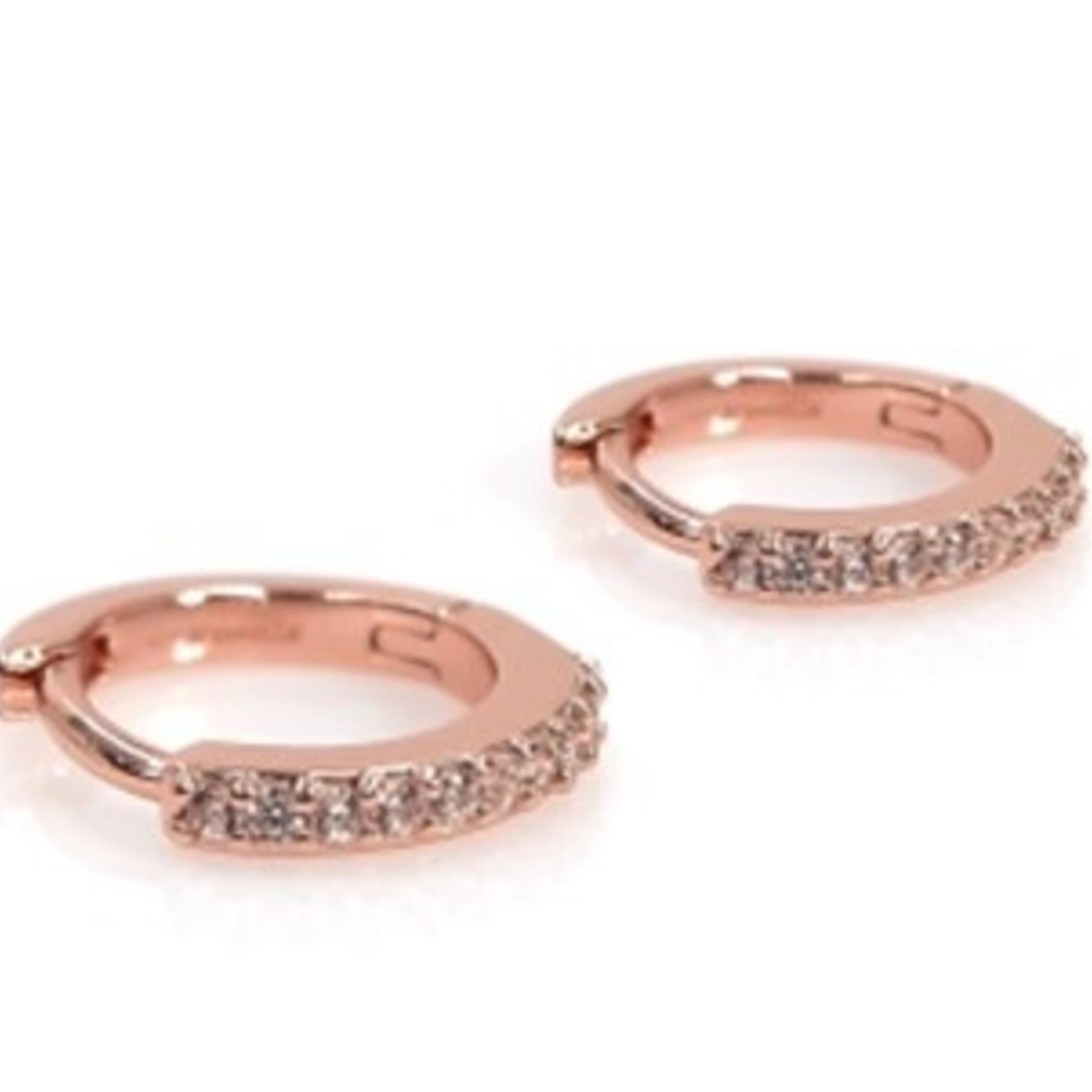eLiasz and eLLa "CZ Sparkle" Rose Gold Huggie Hoop Earrings