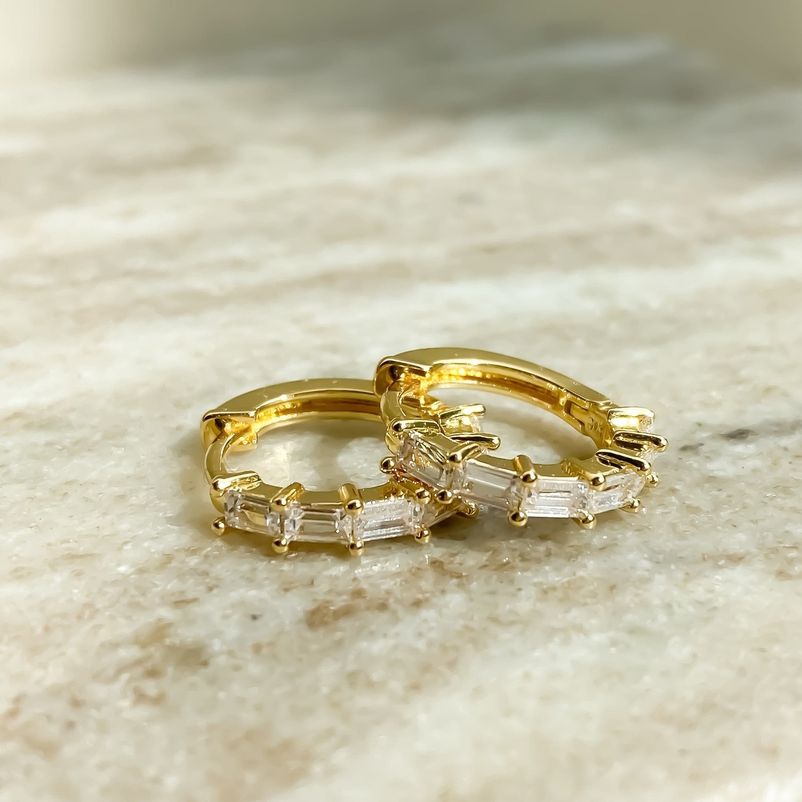 eLiasz and eLLa "Romantic" CZ Hoop Earrings in Gold