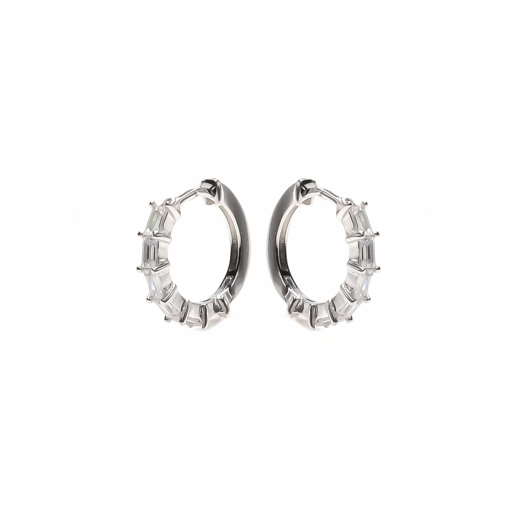 eLiasz and eLLa "Romantic" CZ Hoop Earrings in Silver