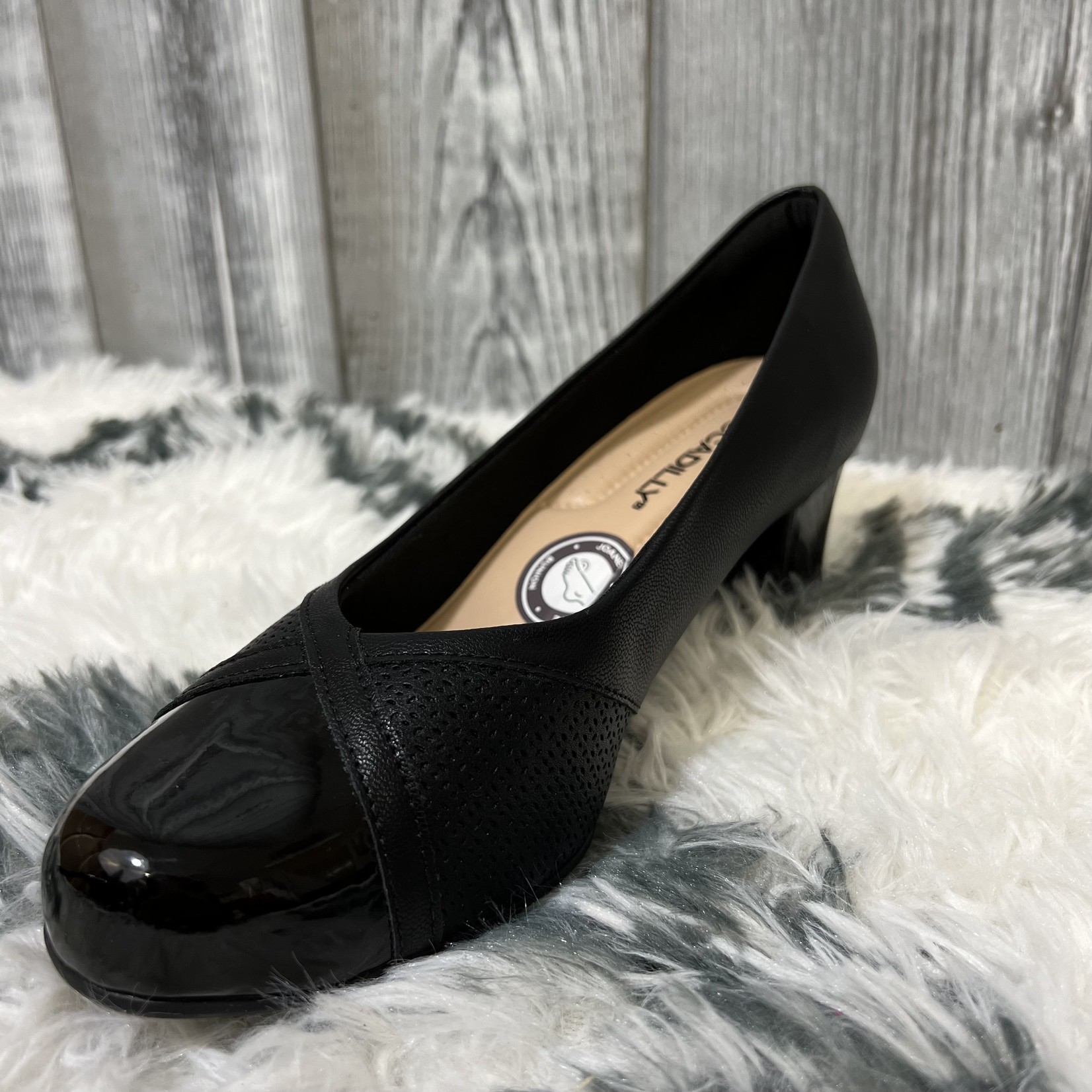 Piccadilly Black 110137-8 Bunion Friendly Square Heel