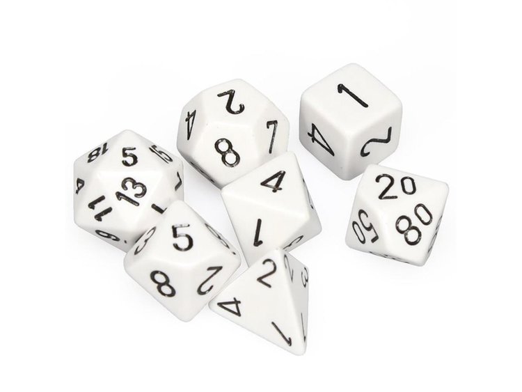 CHESSEX CHX 25401 7 PC POLY DICE SET WHITE W/ BLACK