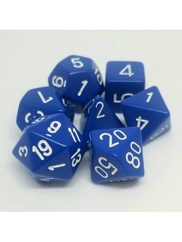 CHESSEX CHX 25406 7 PC POLY DICE SET OPAQUE BLUE/WHITE
