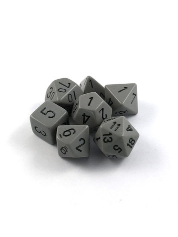 CHESSEX CHX 25410 7 PC POLY DICE SET DRK GREY W/ BLACK