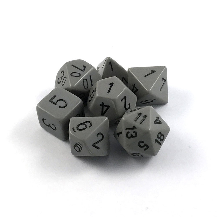 CHESSEX CHX 25410 7 PC POLY DICE SET DRK GREY W/ BLACK