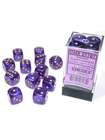 CHX 27787 16MM D6 BOREALIS ROYAL PURPLE/GOLD LUMINARY DICE