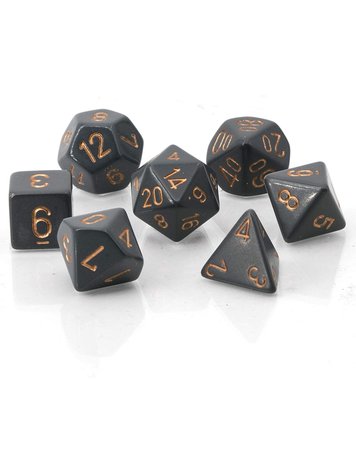 CHESSEX CHX 25420 7 PC POLY DICE SET OPAQUE DARK GREY/COPPER