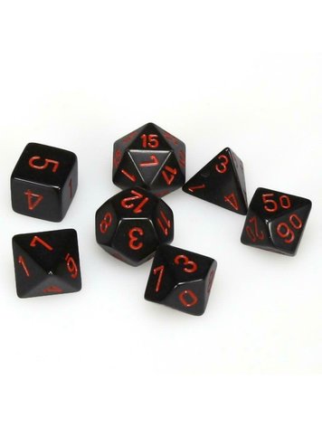 CHESSEX CHX 25418 7 PC DICE SET OPAQUE BLACK W/RED