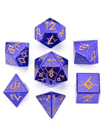 HYMGHO HYMGHO METAL BARBARIAN DICE POLYHEDRAL SET SHINY PURPLE WITH GOLD