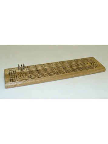 CRIBBAGE 3 TRACK OAK BOARD