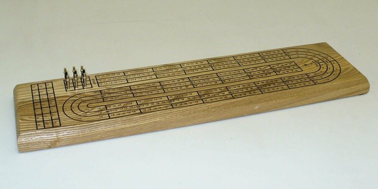 CRIBBAGE 3 TRACK OAK BOARD