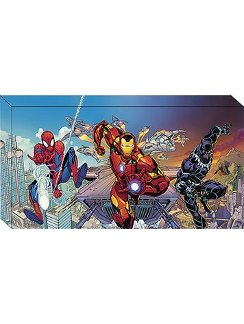SPIDER MAN IRON MAN BLACK PANTHER CANVAS 10.5IN WALL ART