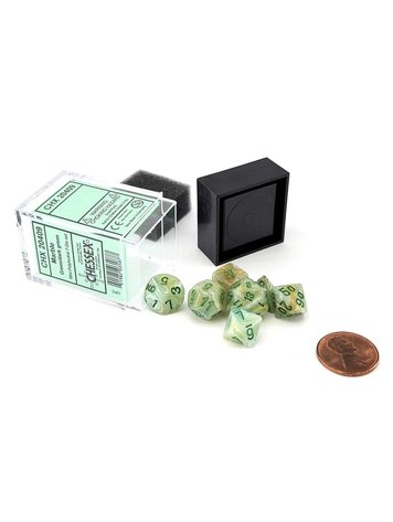 CHESSEX CHX 20409 MARBLE GREEN/DARK GREEN MINI POLY 7PC DICE SET