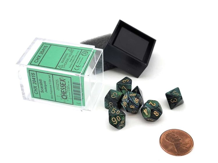 CHESSEX CHX 20415 SCARAB JADE/GOLD MINI POLY 7PC DICE SET