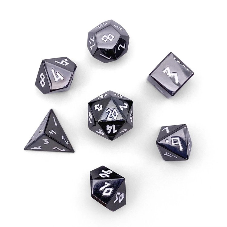 NORSE FOUNDRY DROW BLACK PEBBLE POLY DICE SET