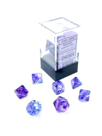 CHESSEX CHX 20557 7 PC MINI POLY DICE SET NEBULA NOCTURNAL/BLUE