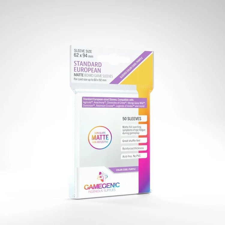 GAMEGENIC GAMEGENIC MATTE SLEEVES - STANDARD EUROPEAN - 50 CT