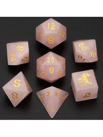 HYMGHO HYMGHO DICE SET GEMSTONE ROSE QUARTZ