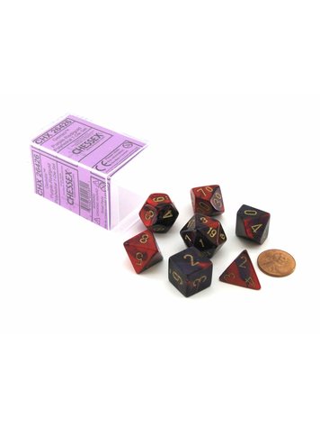CHESSEX CHX 26426 7 PC POLY DIE SET GEMINI PURPLE RED GOLD