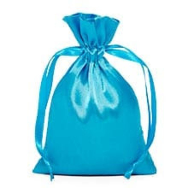 6 X 9 TURQUOISE SATIN DICE POUCH
