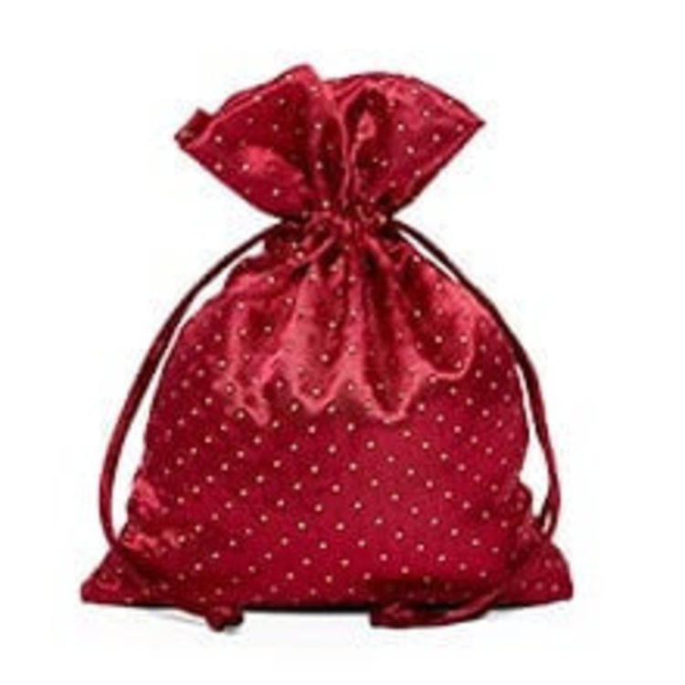 6 X 9 BURGUNDY SATIN PEARL DICE BAG