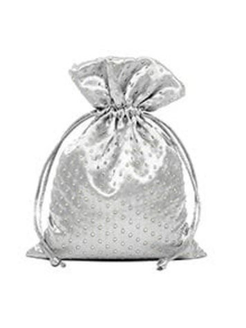 6 X 9 SILVER SATIN PEARL DICE BAG
