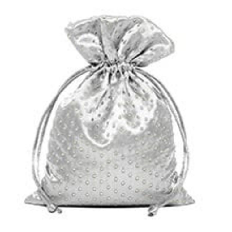 6 X 9 SILVER SATIN PEARL DICE BAG
