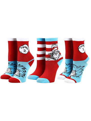 DR. SEUSS CAT IN THE HAT 3 PAIR YOUTH CREW SOCKS
