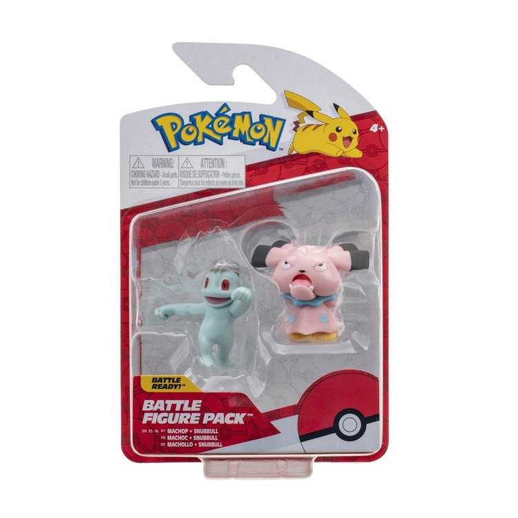 JAZWARES POKEMON 2-3" BATTLE FIGURE - MACHOP + SNUBBULL