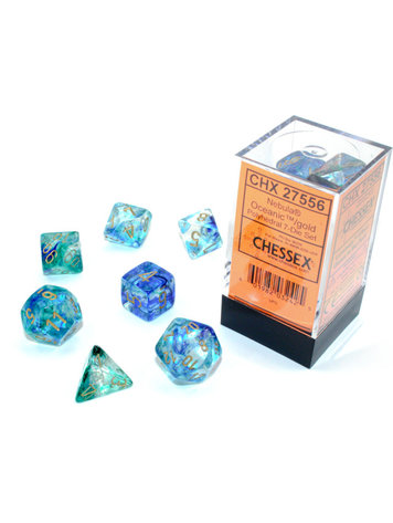 CHESSEX CHX 27556 7 DIE SET NEBULA OCEANIC/GOLD