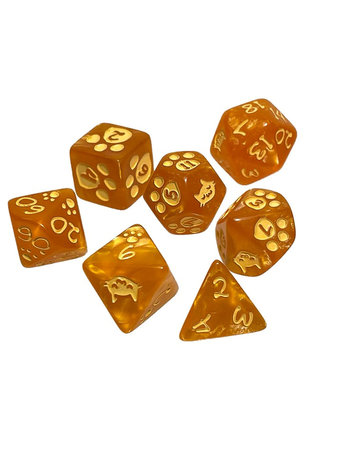 POLYHEDRAL DICE SET: KITTEN - ORANGE