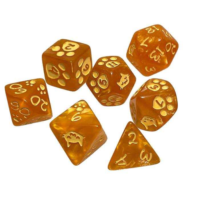 POLYHEDRAL DICE SET: KITTEN - ORANGE