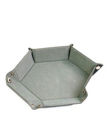 FOAM BRAIN GAMES LEATHERETTE & VELVET DICE TRAY - SILVER HEX