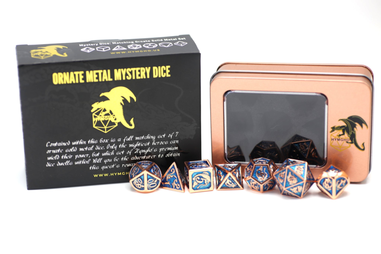 HYMGHO MYSTERY DICE MATCHING ORNATE SOLID METAL SET