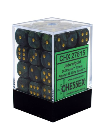 CHESSEX CHX 27815 12MM D6 DICE BLOCK JADE WITH GOLD