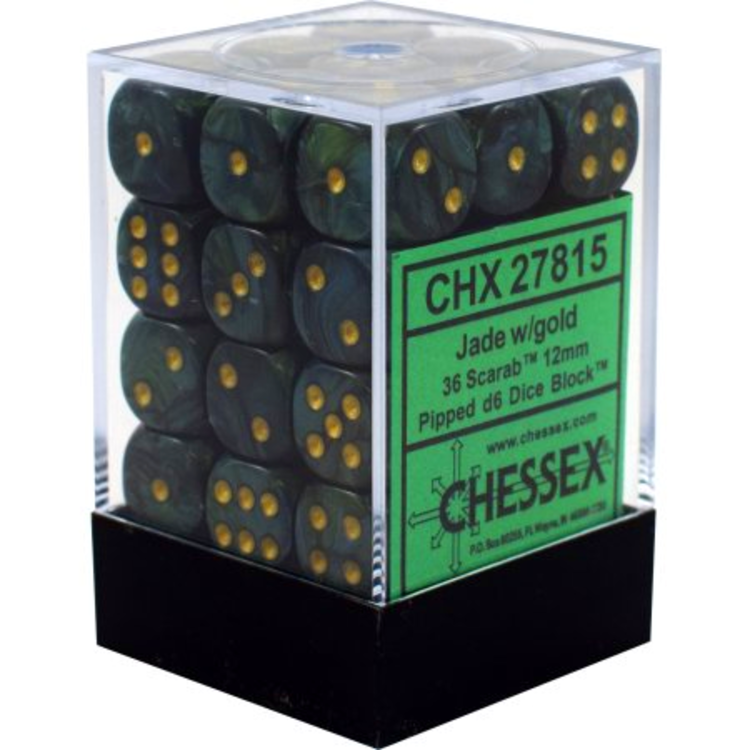 CHESSEX CHX 27815 12MM D6 DICE BLOCK JADE WITH GOLD