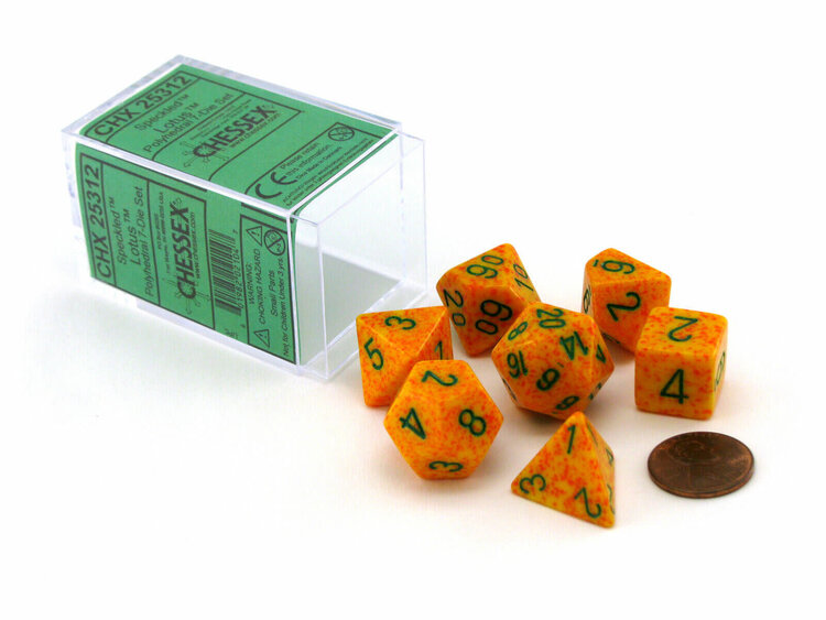 CHESSEX CHX 25312 7 PC POLY DICE SET SPECKLED LOTUS