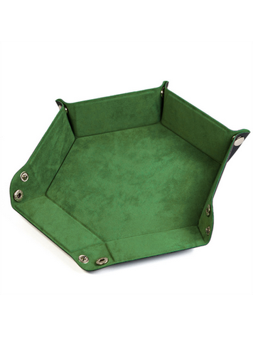 FOAM BRAIN GAMES LEATHERETTE & VELVET DICE TRAY - GRASS GREEN HEX