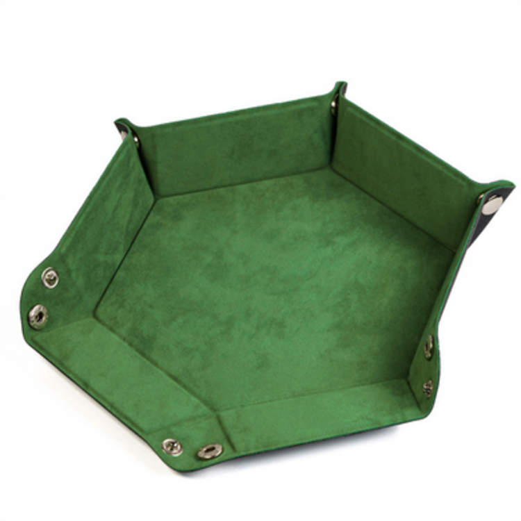 FOAM BRAIN GAMES LEATHERETTE & VELVET DICE TRAY - GRASS GREEN HEX