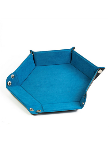 FOAM BRAIN GAMES LEATHERETTE & VELVET DICE TRAY - BLUE HEX