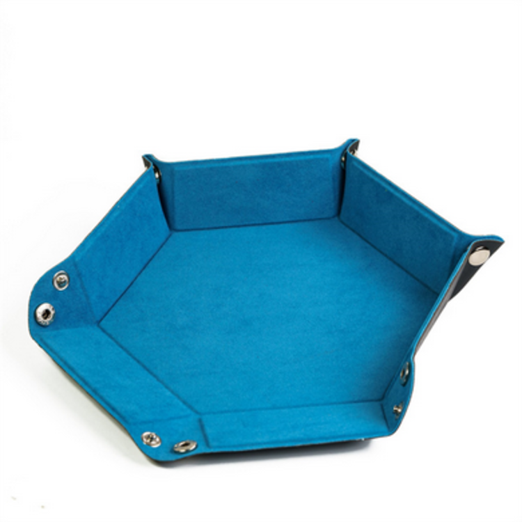 FOAM BRAIN GAMES LEATHERETTE & VELVET DICE TRAY - BLUE HEX