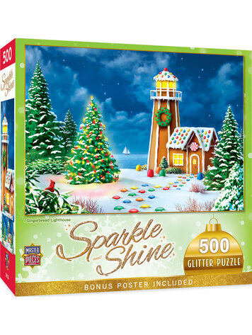 GINGERBREAD LIGHTHOUSE 500PC GLITTER PUZZLE