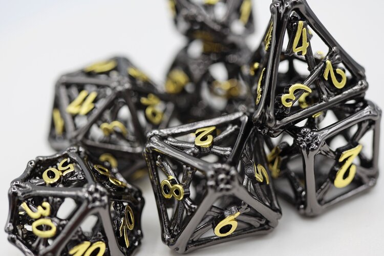 FOAM BRAIN GAMES NIGHT BONES RPG HOLLOW METAL DICE SET