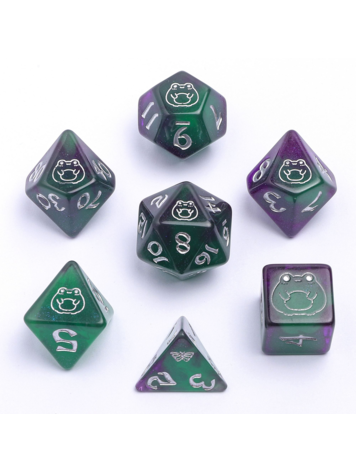 HYMGHO WYRMFORGED ROLLERS ROUNDED PLASTIC POLY DICE BOG FROG SILVER