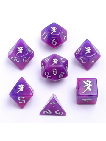 HYMGHO WYRMFORGED ROLLERS ROUNDED PLASTIC POLY DICE - PIXIE DUST SILVER