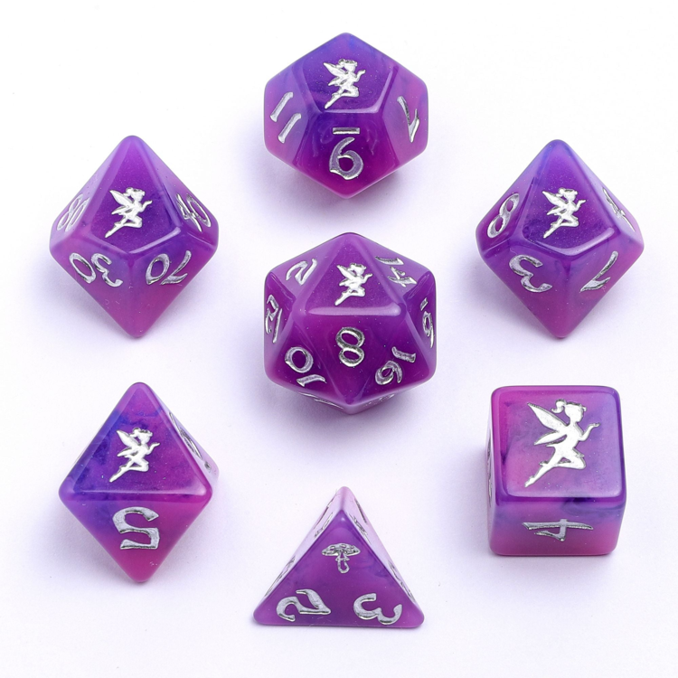 HYMGHO WYRMFORGED ROLLERS ROUNDED PLASTIC POLY DICE - PIXIE DUST SILVER