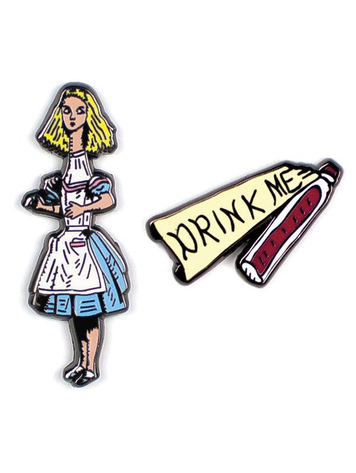 ALICE IN WONDERLAND DRINK ME ENAMEL PIN SET
