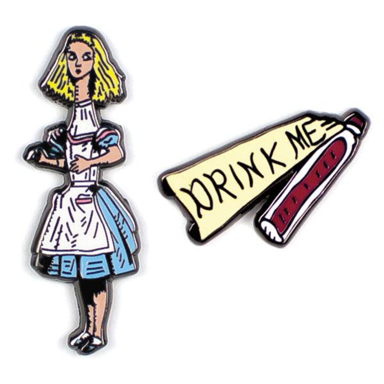 ALICE IN WONDERLAND DRINK ME ENAMEL PIN SET