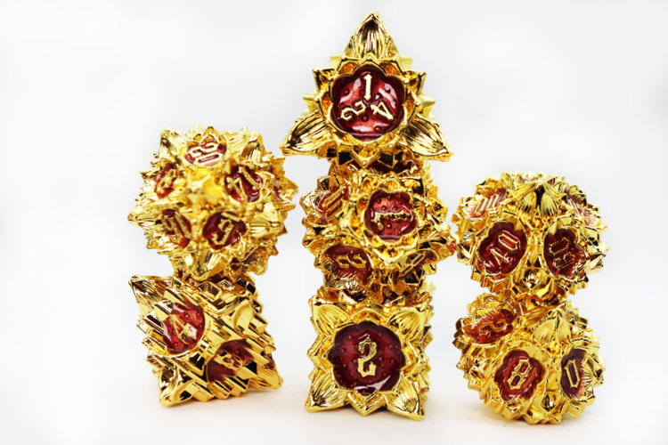 FOAM BRAIN GAMES FLORAL STARBURST: CARMINE CANNA METAL RPG DICE SET