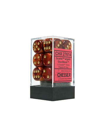 CHESSEX CHX 27614 16MM D6 DICE BLOCK SCARAB SCARLET W/GOLD